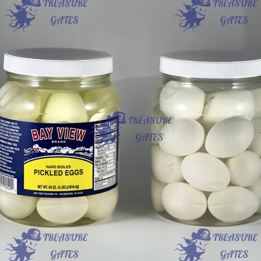 Bay View Brand Pickled Eggs 36 Ounce Plastic Jar Bar Tavern Food (2 Pack)